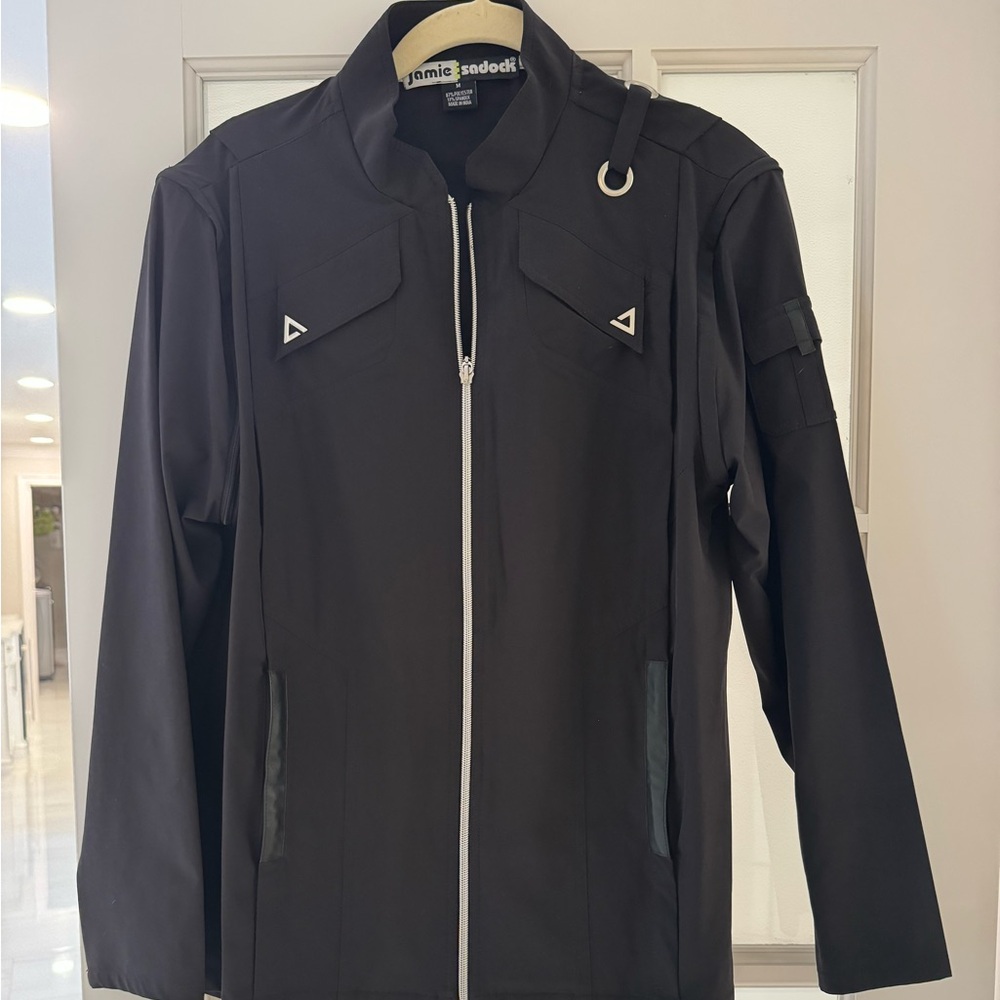 Jamie Sadock Nylon jacket with zip off sleeves. Never worn. Size Medium Black